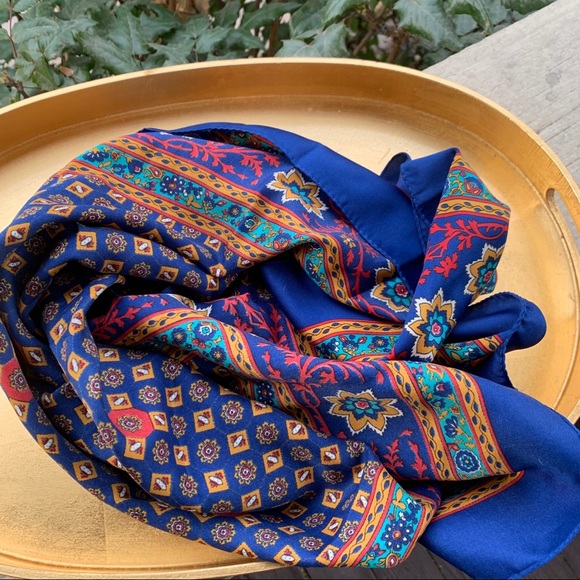 Accessories - Royal Colors Geometric/Floral Italian Square Scarf